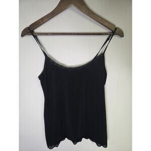 Jockey Camisole Undershirt Blsck With Mini Lace Trim Tank Top Size 2XL